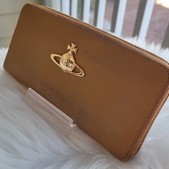Vivienne Westwood Orb Brown Leather Zip-Around Long Wallet - Picture 17 of 17